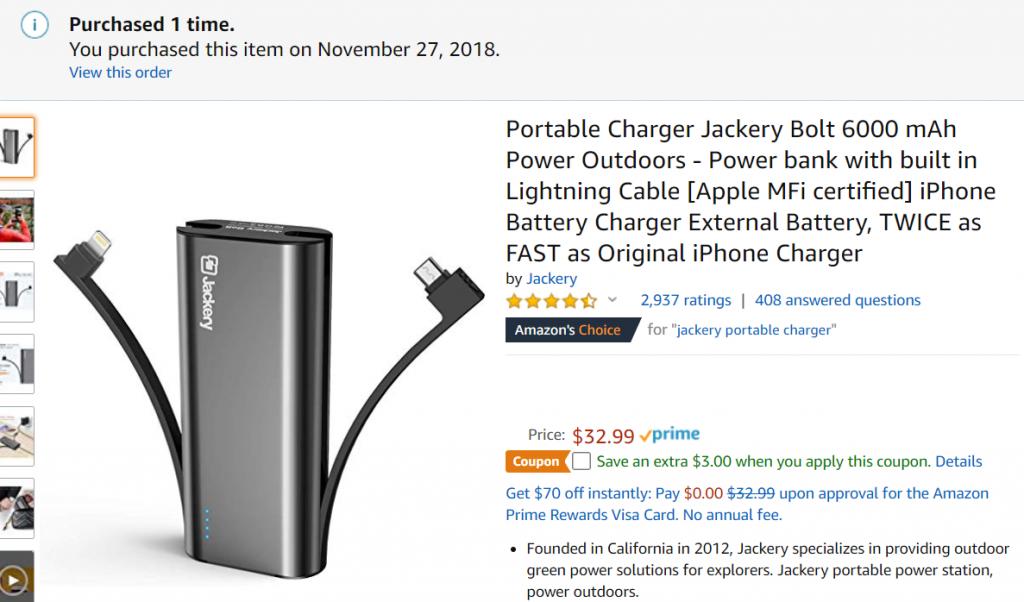 Screenshot: Amazon screenshot of Jackery Bolt 